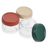 FOYTOKI 3個 密封ガラス小容器 ベビー離乳食保存瓶 漏れ防止密閉 用食品保存容器 小型スタッカブル食品保管瓶 マルチカラー選択可