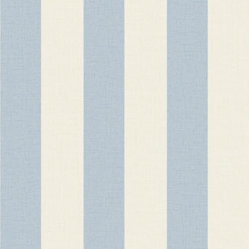 Maison Striped Blue White Wallpaper - Stylish Modern Trendy Feature Wall - Textured Paste The Wall Vinyl