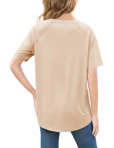 Uincloset Girls' Casual Crew Neck Short Sleeve Tee Loose Fit Summer T-Shirt Basic Soft Top for Ages 4-133