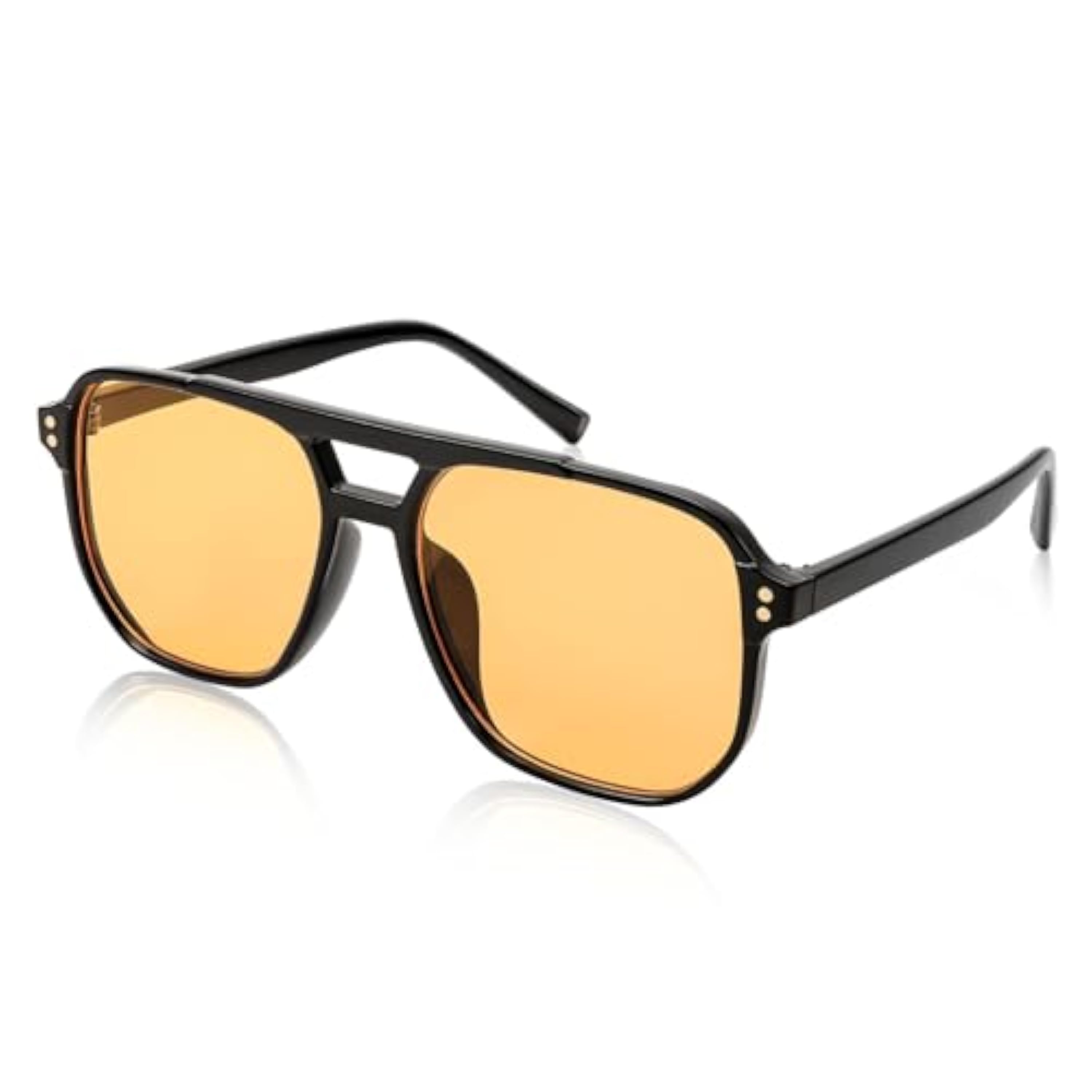 FEISEDY Retro 70s Gafas de Sol Cuadradas Mujer Hombre Vintage Gafas Clásicas con Doble Puente Protección UV400 B2835