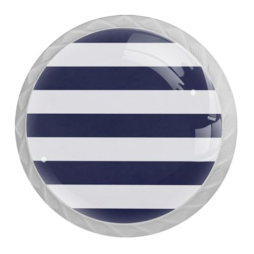 LRCCJS Navy Blue White Stripe 4 Pcs White Glass Drawer Knobs Dresser Knobs Pulls Door Knobs Handles for Kitchen Wardrobe Cupboard Hardware Furniture