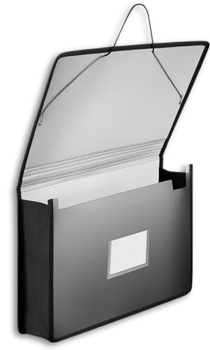 1InTheOffice Plastic Expanding File Wallet, Plastic Envelopes with Elastic Closure, 3.5\" Expansion, Legal Size, Black, 1 Pack