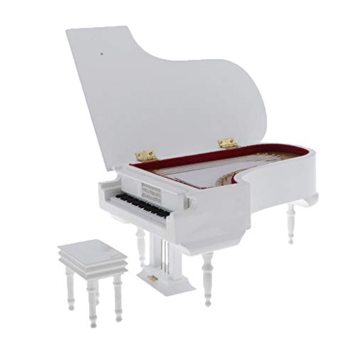 HomeDecTime Piano miniatura de madera para muñecas de 1/6 para niños y niñas, color blanco, 1:6 Cover