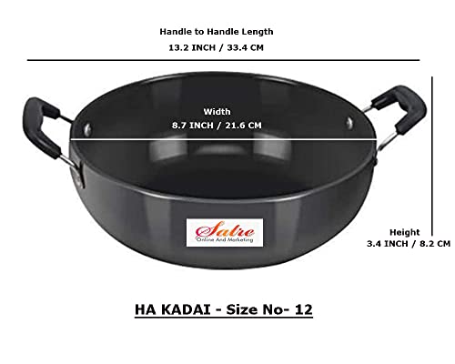 Satre Online And Marketing Hindalco Aluminium Kadhai Size No-12 with Hindalco Aluminium Tadka Pan Combo Set of 2,Aluminium Kadai with Tadka Pan,Indian Frying Pan or kadai,color-Black - Image 4