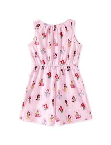 Image of Disney Princess Frozen Minnie Mouse Stitch Girls Romper With Pocket Sleeveless Jumpsuit One Piece Outfit For Toddlers & Kids