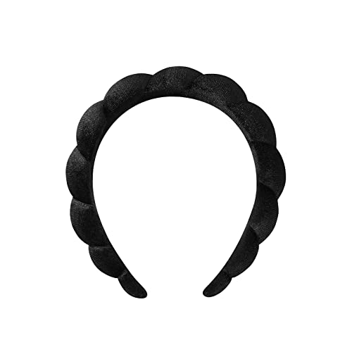 Whitzard Damas Esponja Spa Diadema Terry Toalla Tela Maquillaje Cabeza Diadema para Cuidado de la Piel Lavado Cara Ducha (Negra Sin Goma) Cover