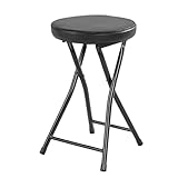 VECELO 折りたたみチェア パイプ椅子 折り畳み 軽量 スリム 持ち運び 完成品 組立不要 高さ49.5cm 耐荷重100kg PUレザー ブラック