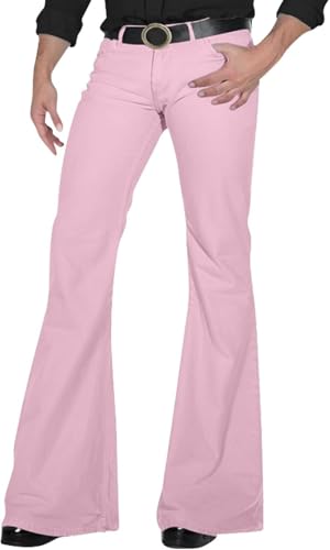 Mens Bell Bottoms Denim Pants Slim Fit Flared Trousers Vintage 60s 70s Disco Jean Pants Stretch Twill Trousers Bootcut