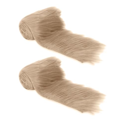 FabricLA Beige Shaggy Plush Faux Fur Strips - Craft Fur for Gnomes, Cosplay, and DIY Projects | 2" X 60" (Pack of 2)