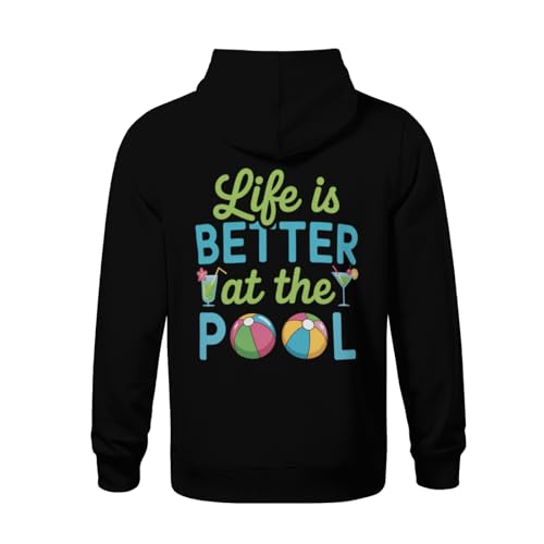 Kids Life Is Better At The Pool Boys Girls Lightweight Kangaroo Pocket Fleece Hoodies3