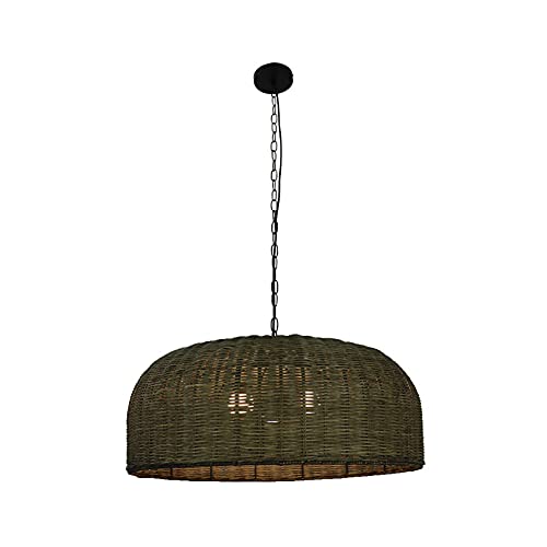 Suspension rotin pour îlot de cuisine luminaire esprit bohème chic salle à manger
