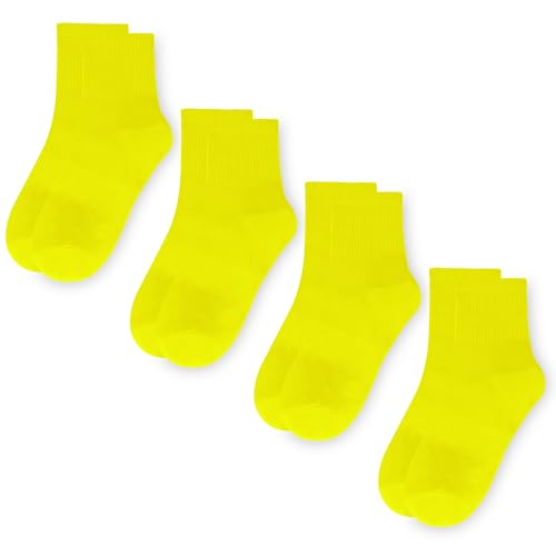 Unisex Colorful Thin Cotton Socks Quarter Length Breathable Crew Socks (4- Pair) Men 8.5-11 Women 9-122
