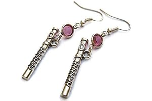 Flute Birthstone Earrings: Symphony of Silver and Stones