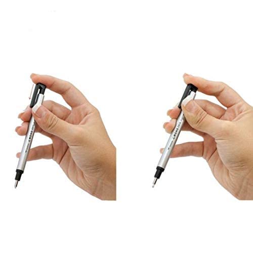 Image of KRAFTMASTERS 1 Pcs Mono Zero Eraser Round Tip Retractable Silver Barrel Zero Eraser Value Pack, Round 2.3 mm