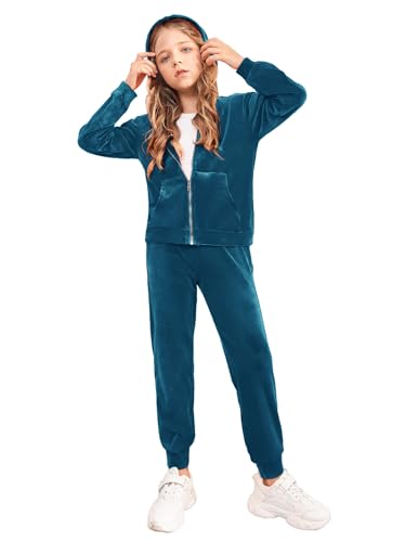 Image of Arshiner 2 Piece Outfits for Girls Kids Velour Tracksuit and Jogger Set