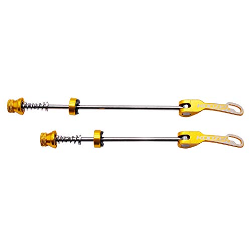 BestParts KOOZER 1 Pair Quick Release Skewer Front 100mm &Rear 135mm Bike Axle Hollow Ultralight 94g Aluminum+Steel Gold for MTB Wheel Hub