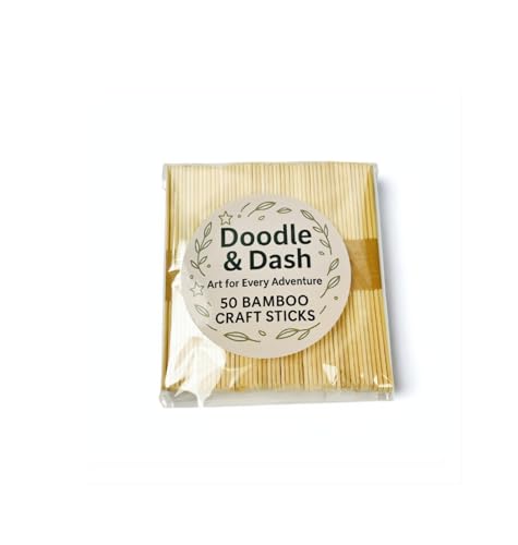 Doodle & Dash Bamboo Lolly Sticks 50 Pack Food Safe Lollipop & Cake Pop Sticks Smooth Splinter-Free Baking Chocolate & Craft Sticks