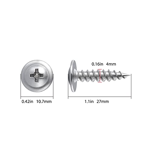 Image of (250 pcs)#8x1 inch Phillips Truss Head Wood Screws Stainless Steel 410 Quick Metal Self Tapping
