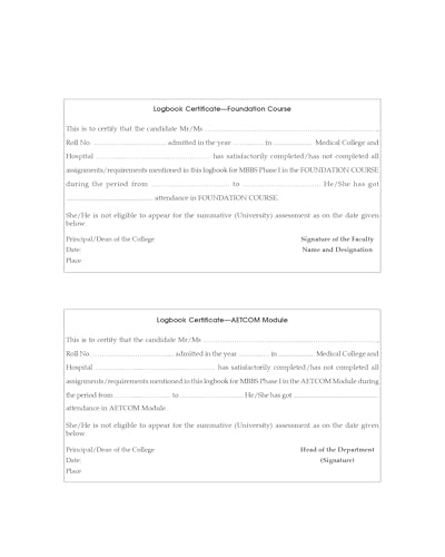 Image of Logbook In Biochemistry Including Foundation Course And Aetcom Modules For Phase I Mbbs Students (Pb 2025)