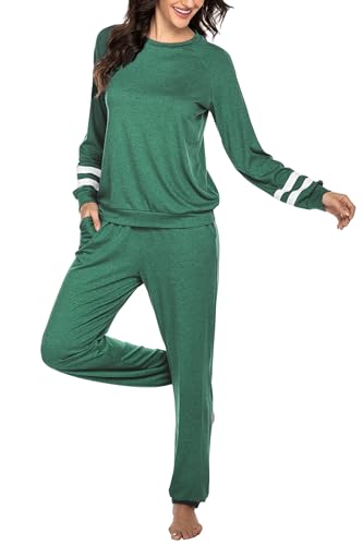 Image of Ekouaer Sweatsuits Womens Loungewear Set Tracksuit Long Sleeve Pajamas Set with Pockets 2 Piece Outfits Lounge Sets