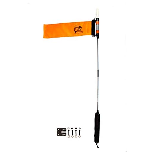 YakAttack VISICarbon Pro 360 Degree LED MightyMount and Hardware Kayak Fishing Visibility Flag, Orange (CPM+MMH)