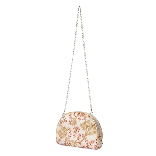 Image of Pack of 1 TANMISH WORLD Bridal Party Trendy Sling Bag Ladies Handbag Cross Body Bag /Purse For Women And Girls (Golden with Red)