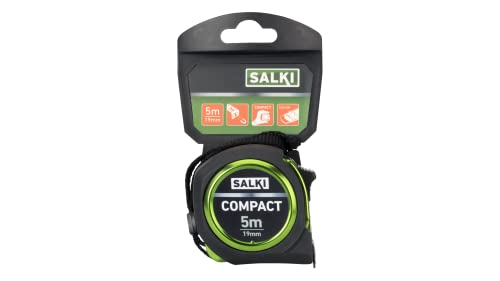 SALKI Flexómetro 5 Metros - Cinta Métrica de 5 Metros de Longitud con Recubrimiento de Nylon, Seguro para Fijar la Cinta, Imanes para una Medida Cómoda en Superficies Metálicas