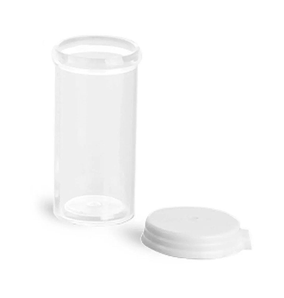 SKS Bottle & Packaging Clear Styrene Plastic Vials with Snap Caps, 15 Dram Storage Tubes with Caps, High Clarity Vials, Secure Seal, for Bath and Body, Craft Storage, Beads, Dry Herbs, Pack of 72
