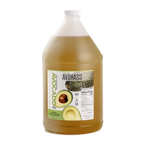 Avohass Non-GMO Expeller Pressed Avocado Oil Gallon 128 fl oz High Heat Kosher Certified