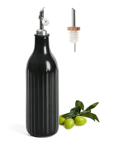FE FUN ELEMENTS Olive Oil Dispenser Bottle, 19 oz Oil Dispenser for Kitchen and Vinegar Dispenser Bottle, Suitable for Vinegar, Coffee Syrups & Other Liquids, Black