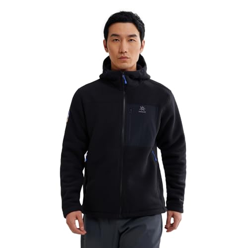KAILAS Men's Fleece Jacket Hooded Winter Jacket Full Zip Jacket Lightweight Polar Warm Coat Pockets Outdoor Jacket