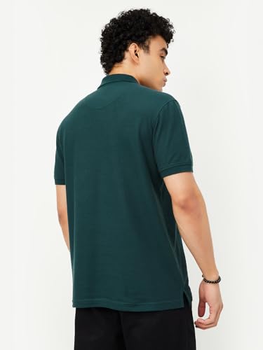 Image of Max Mens Cotton Blend Regular Fit Half Sleeves Solid Polo T-Shirt