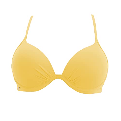 Top Biquíni Meia Taça Com Bojo Tamanho:42;Cor:Amarelo