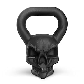 Yes4All Skull/Powder Coated Cast Iron Competition Kettlebell With Wide Handles & Flat Bottoms – 4, 6, 8, 10, 12, 14, 16…