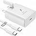 45W USB C Fast Charger For Samsung Galaxy Book Go, Book 2 Chromebook Go, Galaxy Book S, Chromebook 4 4+ Type C Cable 2M USB C Plug Compatible with Galaxy Book4 Edge 3 Pin UK Plug Adapter (WHITE)