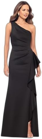 Xscape Womens One-Shoulder Gown with Cascading Ruffle Detail and ...