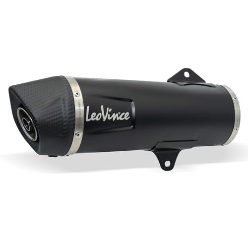 Auspuffanlage LeoVince Komplettanlage SBK NERO, Edelstahl schwarz, Carbon Kappe, 1/1, mit Katalysator, mit Zulassung für Yamaha X-Max 125 / Tech Max