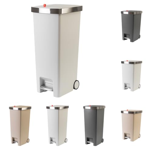 Zekono �L���X�^�[�t�� �y�_���� �S�~�� 10L�`45L �X�e�����X�� �É��\�t�g�N���[�Y ��e�� �t�^�t�� ���肪�ӂ������Ă��J������ �ƒ�p/�Ɩ��p �q���I ������� �L�b�`�� �_�X�g�{�b�N�X (TG5230 �O���[�ƃz���C�g,45L�v�[���[)