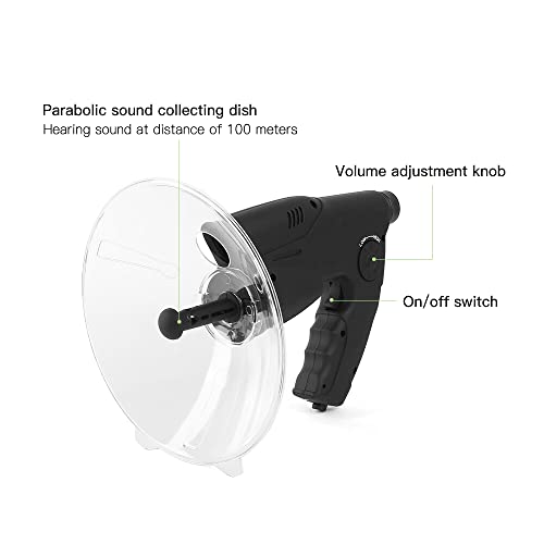 Dispositivo de Coleta de Som,Lianai Prato coletor de som parabólico 8X Monocular com fone de ouvido