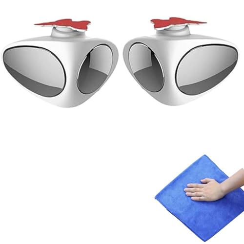 HD Car Blind Spot Elimination Mirror - 360° Rotatable,Adjustable Wide Angle Side Rearview Mirrors,Rain/Fog Resistant, Blind Spot Mirrors 2 Pack, for Car, Trucks, Universal Fit (white)