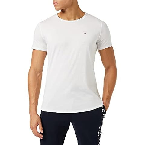 Tommy Jeans Men's TJM SLIM JASPE C NECK, White, Large Cover