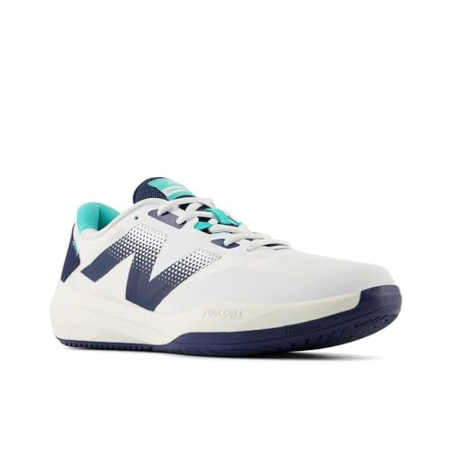 New Balance Men's FuelCell 796 V4 Tennis Shoe, White/Nb Navy/Cyber Jade, 8.5 M