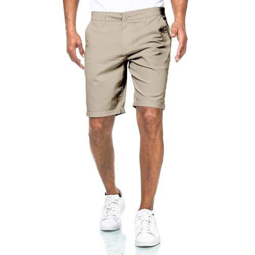 Smith & Solo Kurze Hosen Herren - Chino Shorts Kurz Baumwolle, Bermuda Hose Sommer, Laufshorts Männer Sport Trainingshose (Khakibraun, 38)