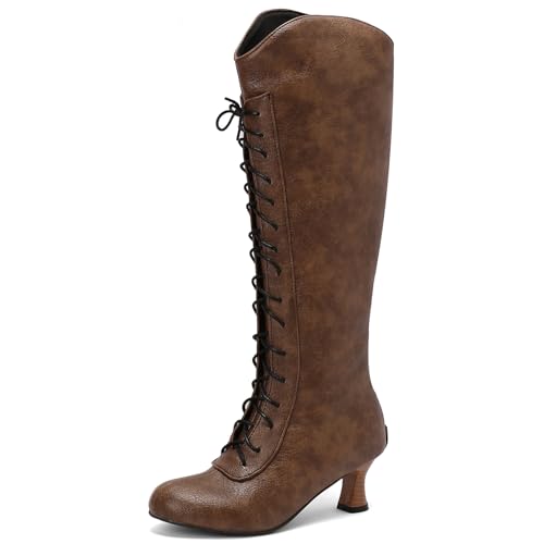 Bottes Militaires Femme au Bout Rond et Talon Chatton pour Style Quotidien Classique
