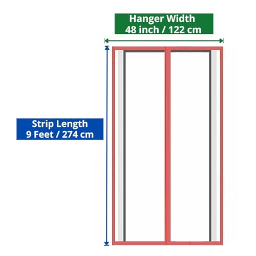 Image of Qlarity Covers 2mm Thick PVC Strip AC Curtain | Size- 48 (20x20x8) 3pcs Inch Wide Hanger X 9 Feet Long | 6 Strips, 8.5 Inches Wide Vinyl Transparent Door Curtain | Mount Hanger for Cold Storage /Office