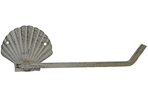 Aged White Shell Toilet Paper Holder 10" - Seashell Decor - Beach Theme Decor