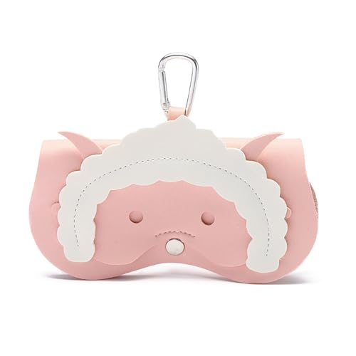 Image of Cartoon Sunglasses Pouch, Portable Snap Button Glasses Case with Clip PU Leather Splicing Eyeglasses Carrying Bag