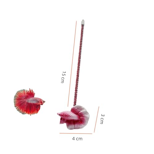 Image of 1 Pack Interactive Betta Fish Flare Stick Toy for Betta Tanks - Simulated Betta Training Teasing Toy for Betta Color Grow and Good Behavio (Red)