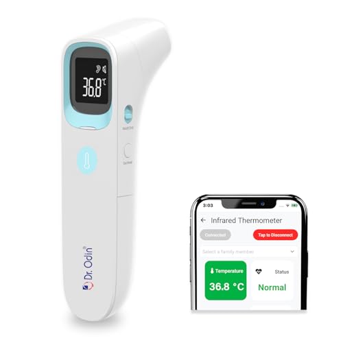 Image of Dr. Odin Smart Infrared Forehead Thermometer for Adults & Kids | Non-Contact Digital Temperature Gun with Instant Accurate Reading, Fever Alert, Backlit Display & Memory Function (OIR007BT)