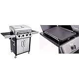 Char-Broil Convective 440S - 4 Brenner Gasgrill mit Seitenbrenner, Edelstahl & 140 515 - Gussgrillplattenaufsatz für Seitenbrenner alle Char-Broil Modelle.